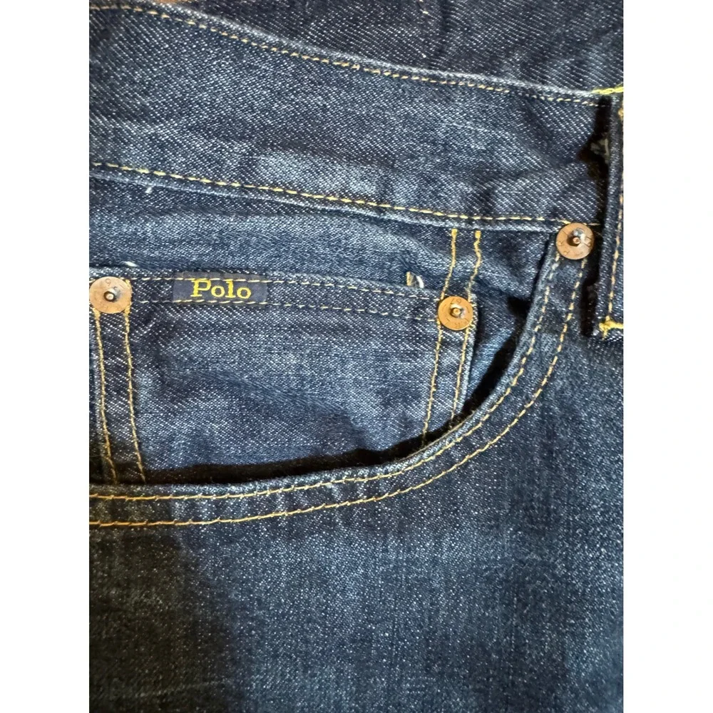 Polo Ralph Lauren Mens‎ Dark Wash Straight Leg Jeans Blue Denim 36x30